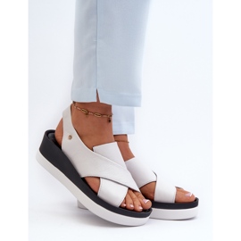 Zazoo 40256 Leather Wedge Sandals, White 2