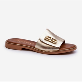 Zazoo 40384 Elegant Women's Leather Flip-Flops, Gold golden 1