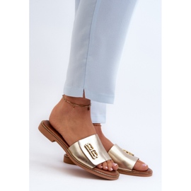 Zazoo 40384 Elegant Women's Leather Flip-Flops, Gold golden 2