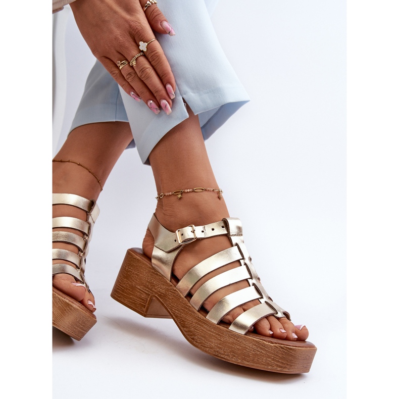 Zazoo 40410 Women's Leather Sandals Gold golden 1