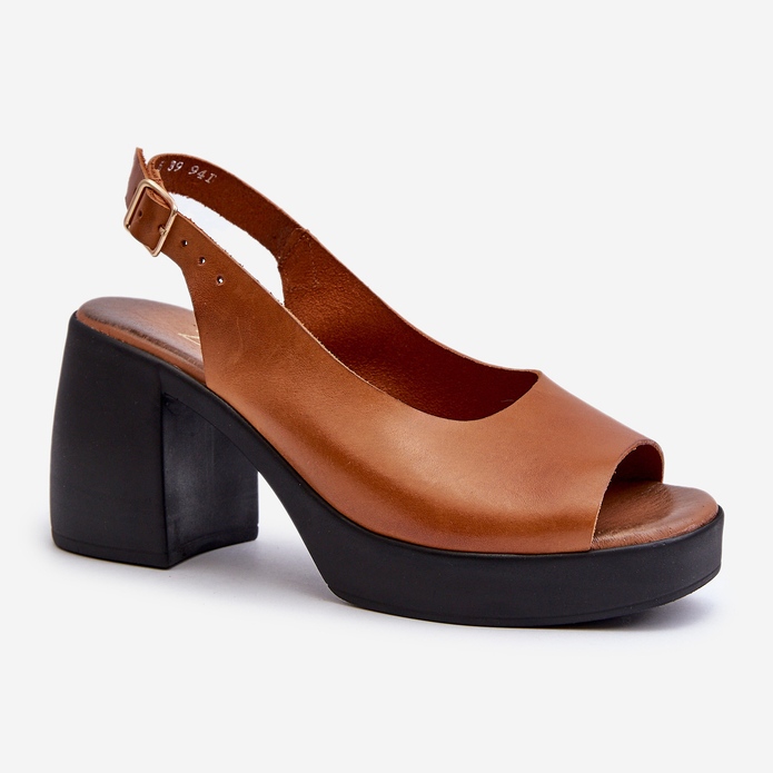 Zazoo 40376 Brown Leather Sandals with Massive High Heels 1