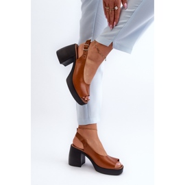 Zazoo 40376 Brown Leather Sandals with Massive High Heels 5