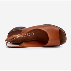 Zazoo 40376 Brown Leather Sandals with Massive High Heels 6
