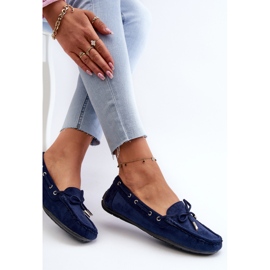 Women's Suede Moccasins Navy Blue Si Passione 1