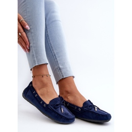 Women's Suede Moccasins Navy Blue Si Passione 2