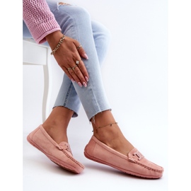 Women's Fashionable Suede Loafers Light Pink Rabell 1