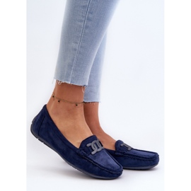 Women's Fashionable Suede Moccasins Navy Blue Rabell 2 Women's Fashionable Suede Moccasins Navy Blue Rabell 2