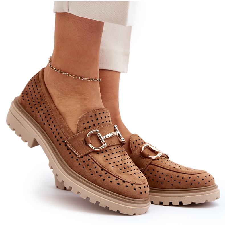 Bellucci Women's Openwork Moccasins With Camel Decoration brown 4