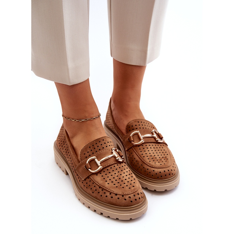 Bellucci Women's Openwork Moccasins With Camel Decoration brown 3