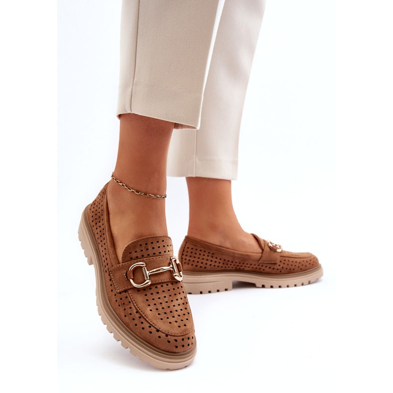 Bellucci Women's Openwork Moccasins With Camel Decoration brown 2