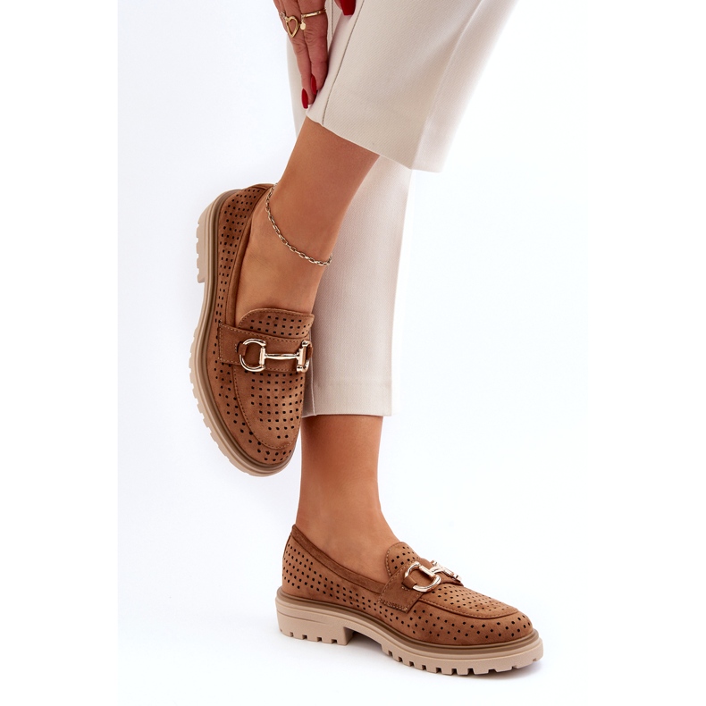 Bellucci Women's Openwork Moccasins With Camel Decoration brown 1