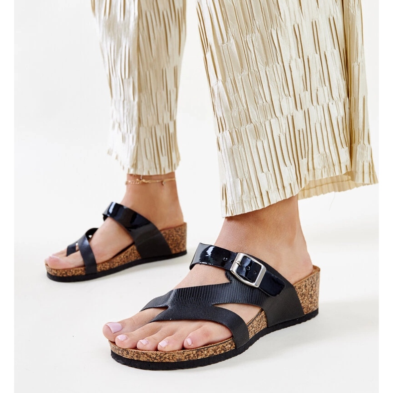 Black metallic wedge mules Donata 1 Black metallic wedge mules Donata 1