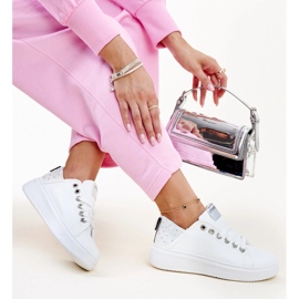 White and silver sneakers with Antonietta zircons 1