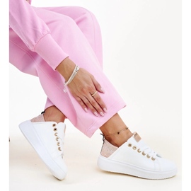 White and pink Antonietta sneakers with rhinestones 1