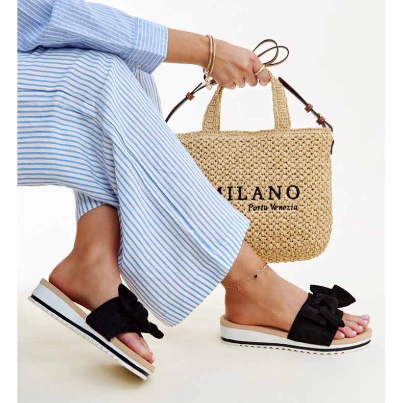 Mikhail's black low wedge mules 1