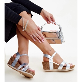 Gabera silver cork wedge sandals 1