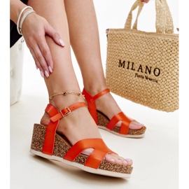 Gabera orange cork wedge sandals 1