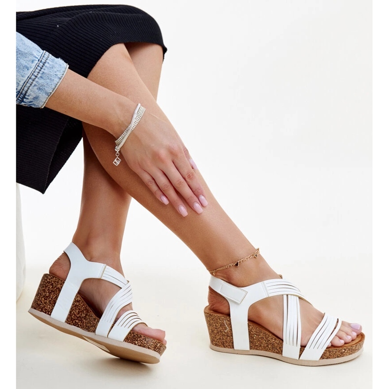 Salman's white cork wedge sandals 1