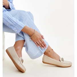 Beige moccasins decorated with Adiba rhinestones 1