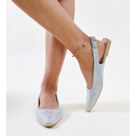 Shiny gray open heel sandals by Nadiana grey 1