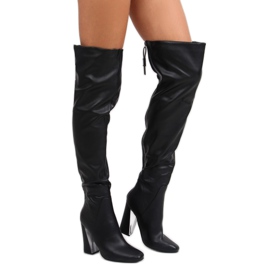 Over-the-knee boots with an exceptional black heel C75p black 2