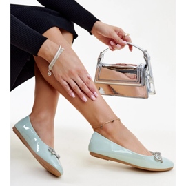 Green patent ballet flats with a decorative bow from Totani 1 Green patent ballet flats with a decorative bow from Totani 1