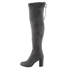 Over-knee boots on a comfortable gray gray heel grey 1