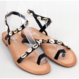 Augello Black flip-flops with shells 1