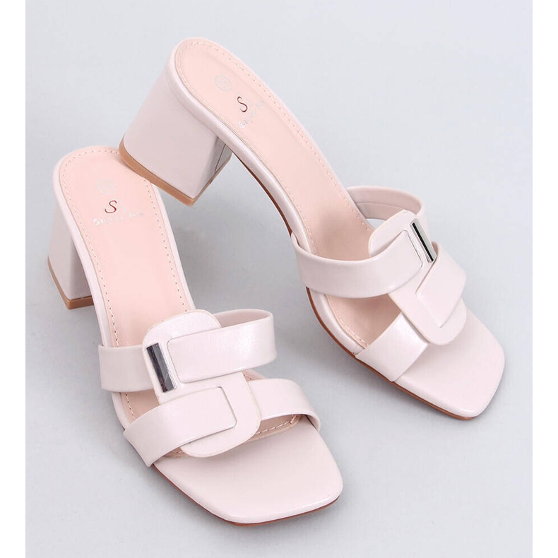 Elegant Lafar Beige high-heeled flip-flops 1