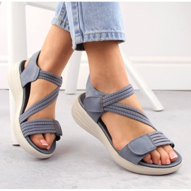 Women's comfortable sandals with Velcro and elastic bands, blue eVento 7056 1