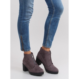 Gray suede high-heeled boots 669-4 gray grey 2