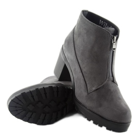 Gray suede high-heeled boots 669-4 gray grey 1