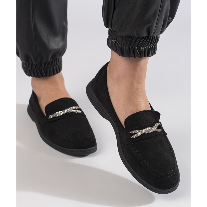 Women's black suede loafers 1 Women's black suede loafers 1