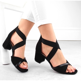 Women's high heel sandals with elastic bands, black Filippo DS6262 1