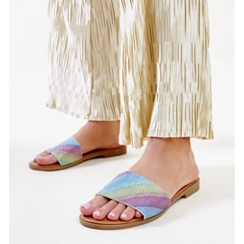 Multicolored shiny Anilsa flip-flops 1