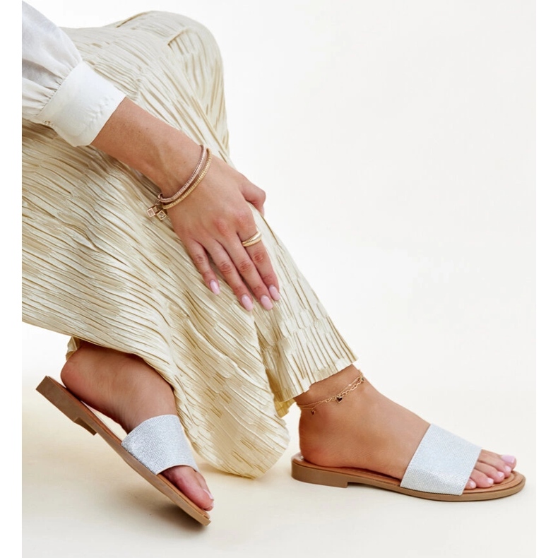 Silver shiny Anilsa flip-flops 1