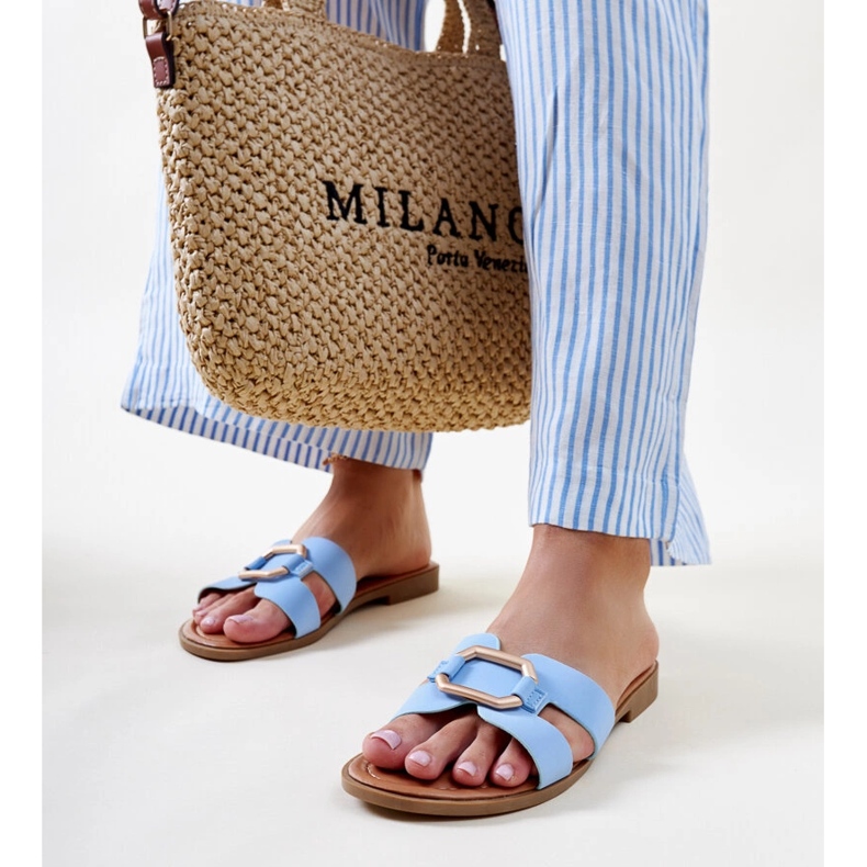 Blue Isana buckle flip-flops 1