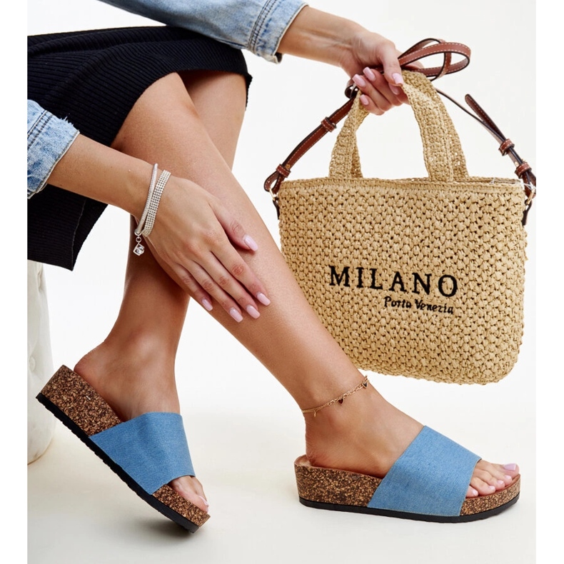 Blue Naifene cork wedge flip-flops 1