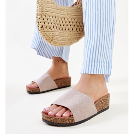 Dark beige mules with a cork Naifene wedge 1