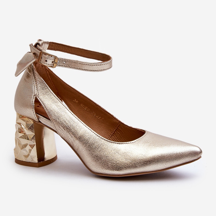 Leather Pumps With a Bow Maciejka 05059-25 Gold golden 2