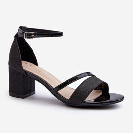 Vinceza Glitter Women's Low Heel Sandals Black Ploemis 1