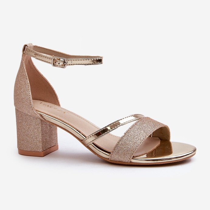 Vinceza Women's glittery low-heeled sandals, Golden Ploemis 2