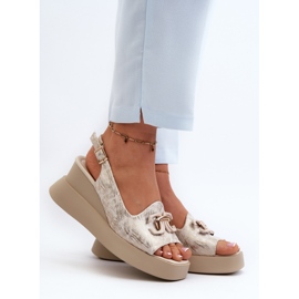 Women's Sandals On A Platform And A Wedge With A Gold Decoration Janesca golden 2