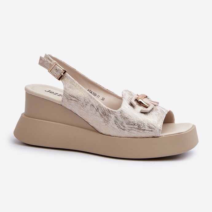 Women's Sandals On A Platform And A Wedge With A Gold Decoration Janesca golden 1