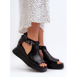 Jezzi Women's Sandals On A Platform And A Wedge Made Of Eco Leather, Black Hloeli 2