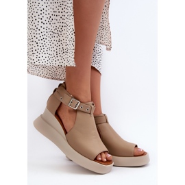 Jezzi Women's Sandals On A Platform And A Wedge Made Of Eco Leather, Beige Hloeli 2