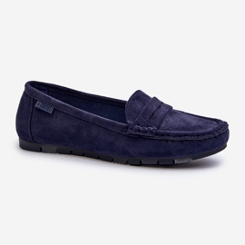 Women's Eco Suede Moccasins Big Star NN274931 Memory Foam System Navy Blue 1