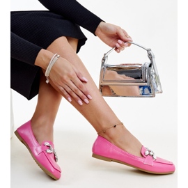 Dark pink moccasins with a zirconium Mali buckle 1