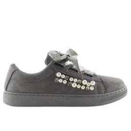 Gray Sneakers With Pearls H99-11 Gray grey 1
