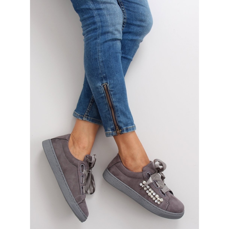 Gray Sneakers With Pearls H99-11 Gray grey 2